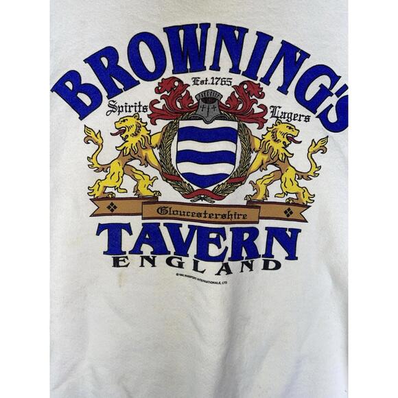 VTG Brownings Tavern Sweatshirt Mens XL Beer Lager Thrashed Crewneck 90s 1992 - Picture 5 of 16